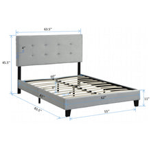 Load image into Gallery viewer, Queen Size Upholstered Platform Bed Frame With Pull Point Tufted Headboard, Strong Slat Support, Mattress Foundation, No Box Spring Needed - Gray
