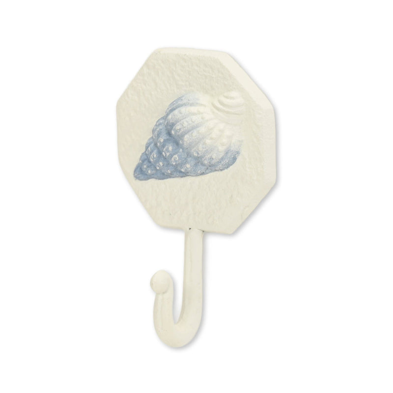 4" Cast Iron Conch Shell Wall Hook - Blue / Cream