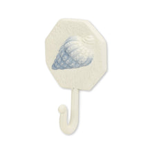 Load image into Gallery viewer, 4" Cast Iron Conch Shell Wall Hook - Blue / Cream
