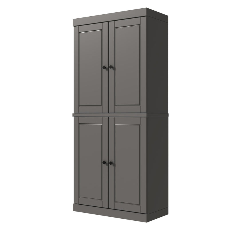Adjustable Six Tier Library Bookcase With Four Doors (746690) - Gray