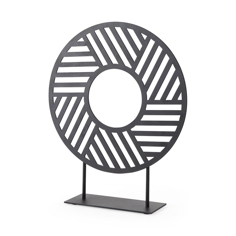 Round Geometric Sculpture - Black