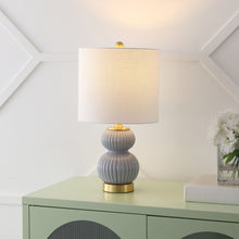 Load image into Gallery viewer, Gourd Table Lamp LED With Drum Shade - Gray
