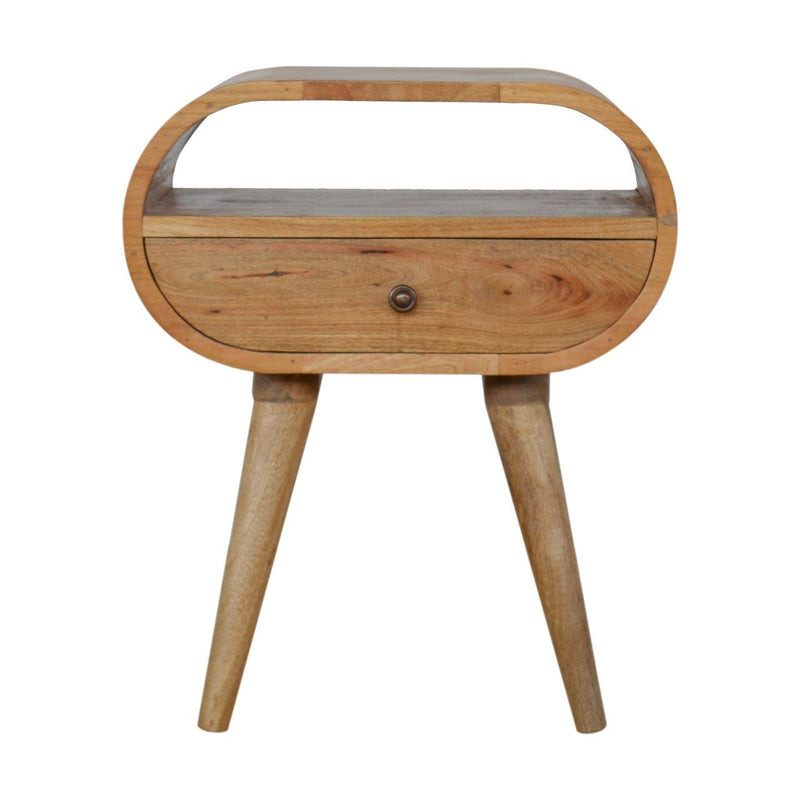 21" Solid Wood Oval One Drawer Nightstand - Natural