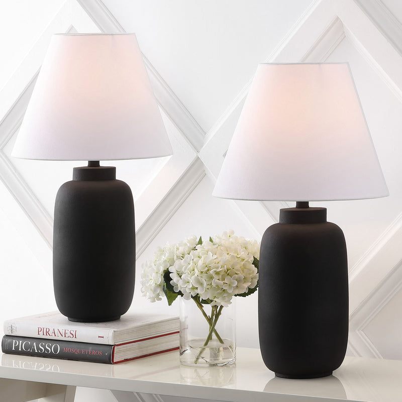 Urn Table Lamps With Cone Shades (Set of 2) - Black