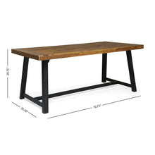 Load image into Gallery viewer, Outdoor Dining Set Acacia Wood Table With 6 Rattan Iron Chairs - Black / Natural / Gray

