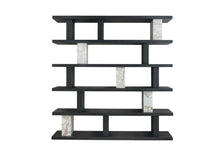 Load image into Gallery viewer, Faux Marble Five Tier Geometric Bookcase - Black / White
