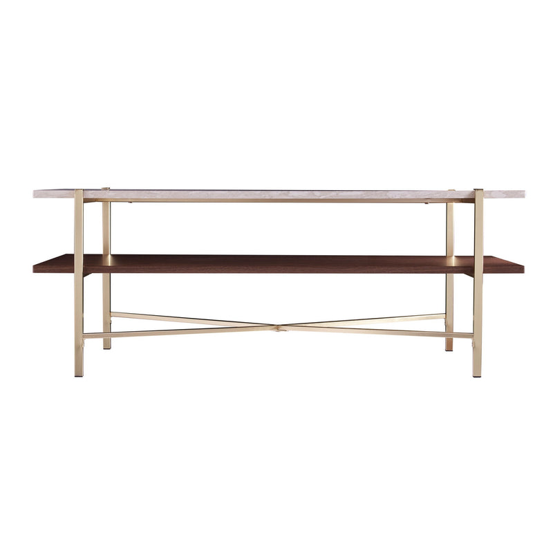 Manufactured Wood Metal Rectangular Coffee Table - Brass