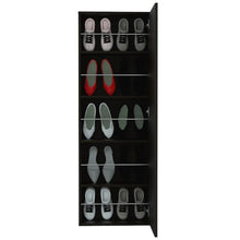 Load image into Gallery viewer, Stylish Wengue Wall Mounted Shoe Rack With Mirror - Black

