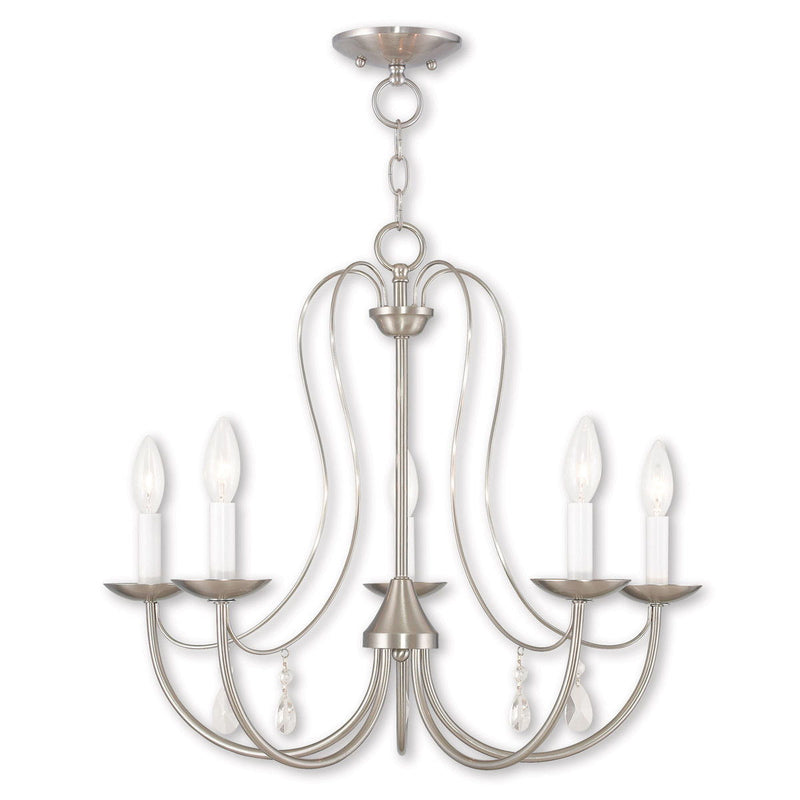 20'' Five Light Dimmable Chandelier With Shades - Nickel