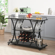 Load image into Gallery viewer, Industrial Bar Cart Kitchen Bar &amp; Serving Cart For Home With Wheels 3 Tier Storage Shelves - Black / Gray
