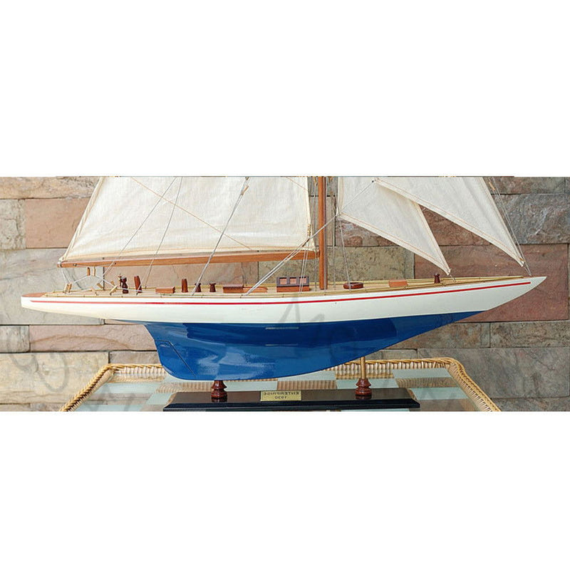 Hand Painted Model Boat (624671) - Blue / Beige