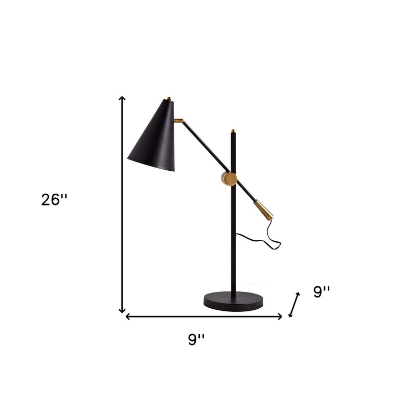 Metal Swing Arm With Black Cone Shade - Black
