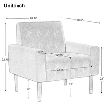 Load image into Gallery viewer, Classic Biscuit Style Accent Chair Comfortable Armrests, Soft Fabric, Elegant Solid Wood Legs With Gold Finish - Beige
