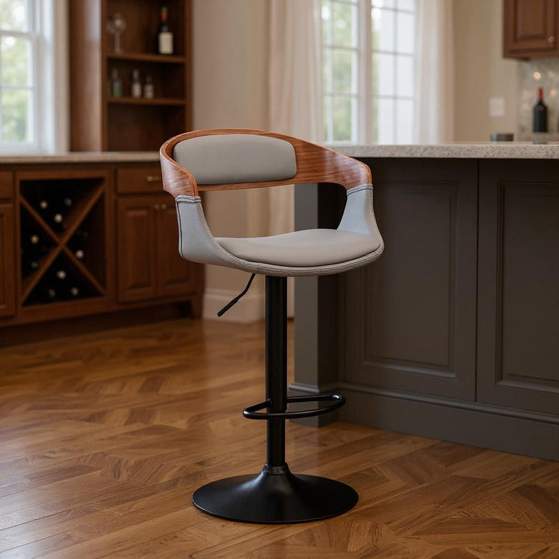 43" Swivel Low Back Adjustable Height Bar Chair - Gray / Black