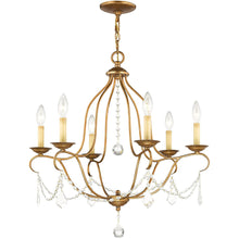 Load image into Gallery viewer, 26" Six Light Dimmable Chandelier With Shades - Antiqued Gold

