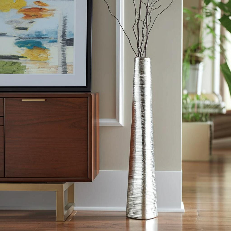 Striped Tapered Floor Vase (576735) - Silver