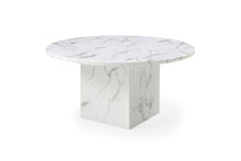 Load image into Gallery viewer, 60" Marble Pedestal Base Round Top Dining Room Table - Gray / White
