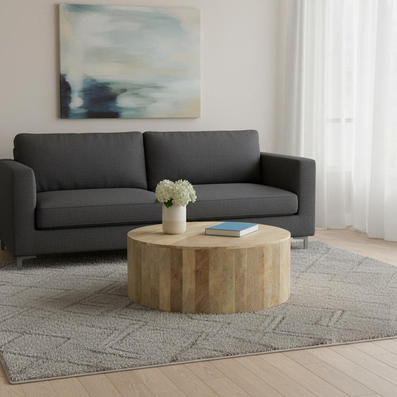 36" Solid Wood Round Solid Coffee Table - Natural