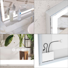 Load image into Gallery viewer, LED Bathroom Vanity Mirror Wall Mounted Adjustable / Warm / Natural Lights Anti-Fog Touch Switch With Memory Modern Smart Large Bathroom Mirrors
