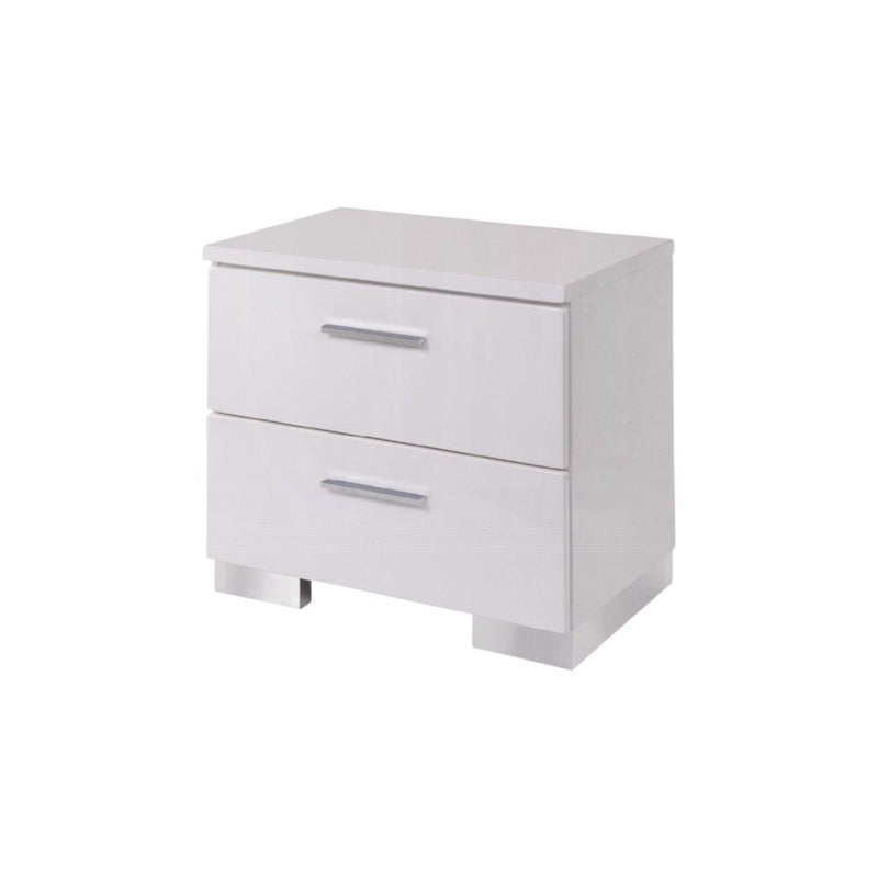 23" Two Drawers Mirrored Nightstand - White