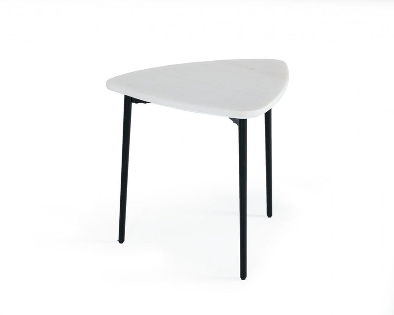 Marble Triangle End Table - Black And White