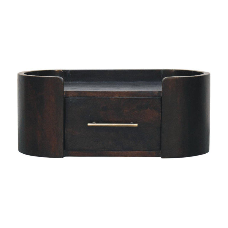 Solid Wood One Drawer Floating Nightstand - Mocha