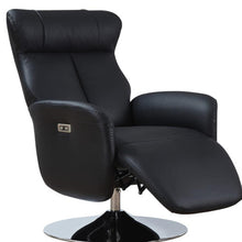 Load image into Gallery viewer, Tufted Genuine Leather Power Swivel Recliner (730558) - Black
