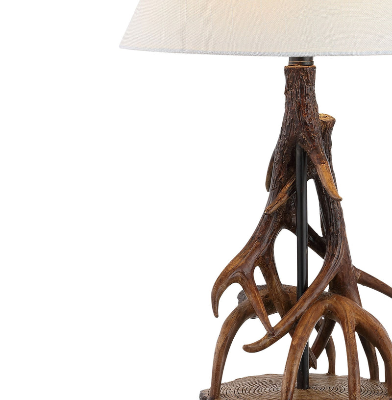 Antlers Table Lamp With Empire Shade - Brown