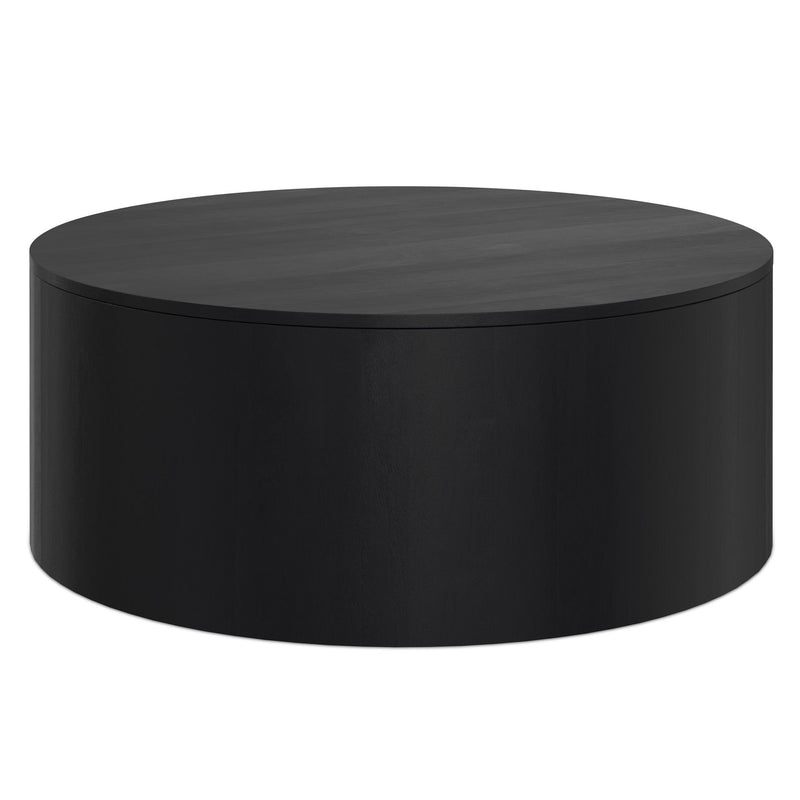 36" Solid Wood Round Solid Coffee Table - Black