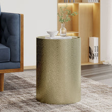 Load image into Gallery viewer, Modern Round Accent Table With Hammered Surface
