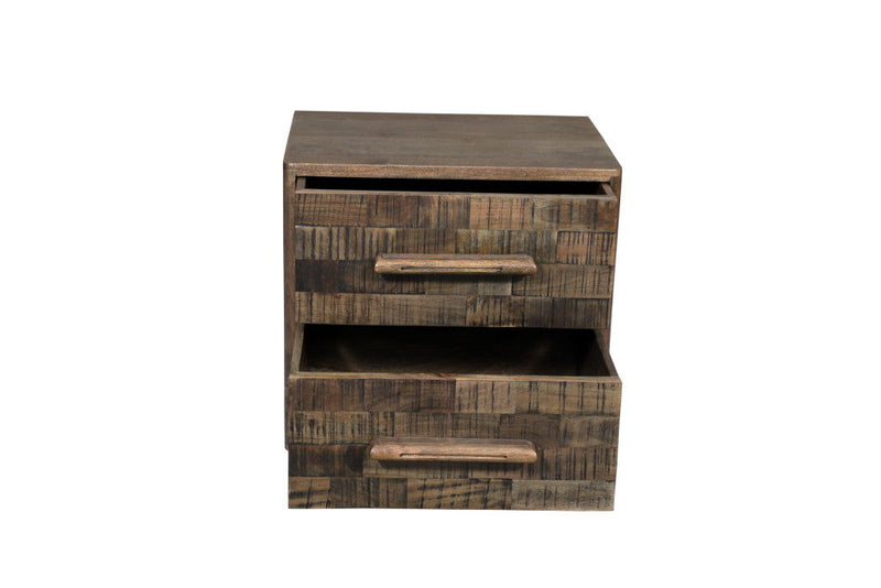 26" Solid Wood Two Drawer Nightstand - Brown