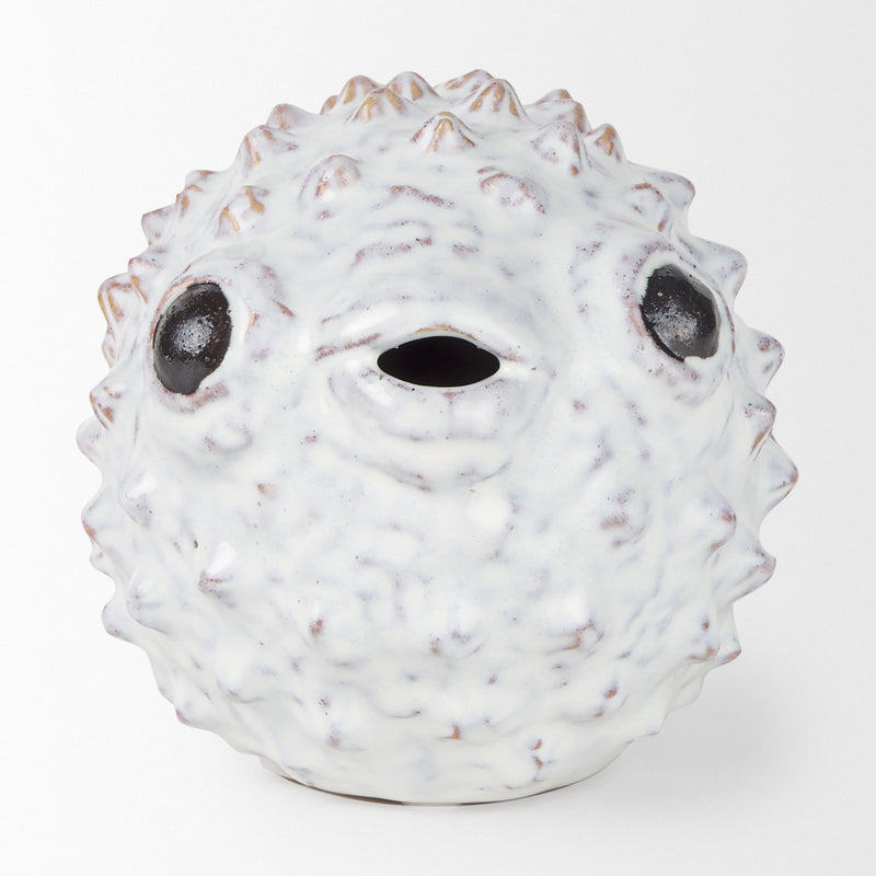 Puffer Fish Tabletop Sculpture - White