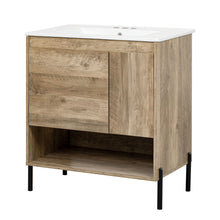 Load image into Gallery viewer, Bathroom Vanity Cabinet With Sink, Sliding Drawer, Soft Closing Door, Open Shelf - Natural Wood
