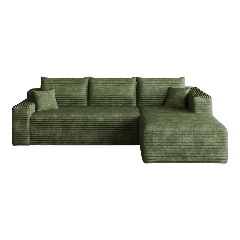 Corduroy Modular L Shaped Sofa And Chaise Sectional (762666) - Green