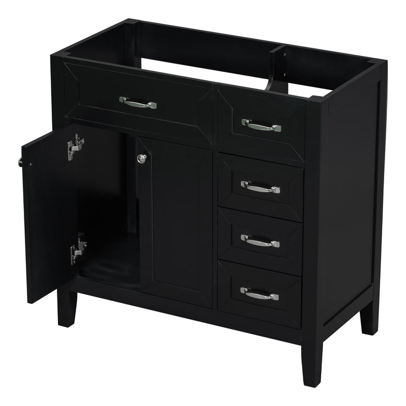 Modern Bathroom Vanity Base Only, 2 Doors And 3 Drawers