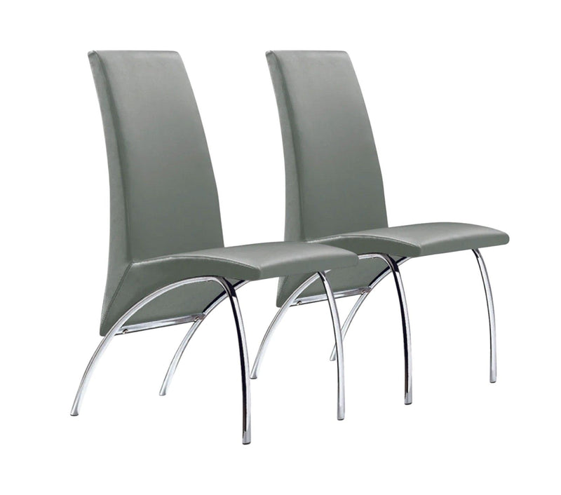 Faux Leather Dining Side Chairs Without Arms (Set of 2) - Gray / Silver