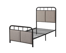 Load image into Gallery viewer, Twin Size Linen Upholstered Platform Metal Bed Frame With Fabric Headboard And Footboard - Brown

