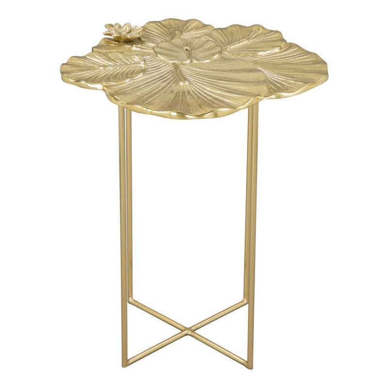 21" Aluminum And Iron Cross Legs End Table - Gold
