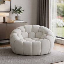 Load image into Gallery viewer, Tufted Boucle Curved Lounge Chair - White
