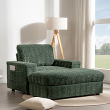 Load image into Gallery viewer, Oversized Chaise Lounge Indoor Rabbit Fur Sofa Bed With Storage Ottoman And Armrests Cup Holders With Deep Seat
