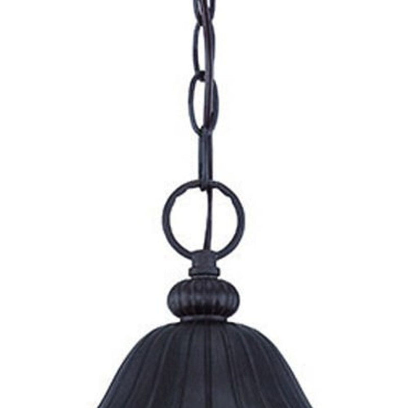 Three Light Leaf Detail Hanging Light - Matte Black