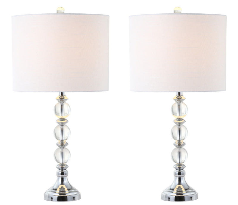 26" Table Lamps With Drum Shades (Set of 2) - Clear