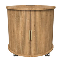 Load image into Gallery viewer, Cylinder Nightstand With Charging Station &amp; Sliding Door
