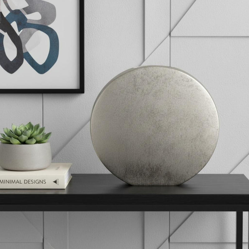 Round Disc Table Vase - Silver