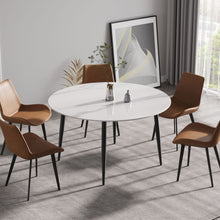 Load image into Gallery viewer, Modern Man-Made Stone Round Metal Dining Table-Position For 6 People
