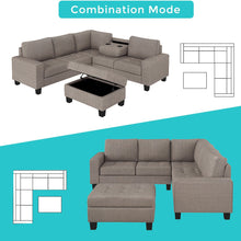 Load image into Gallery viewer, Orisfur. Sectional Corner Sofa L-shape Couch Space Saving with Storage Ottoman &amp; Cup Holders Design for Large Space Dorm Apartment
