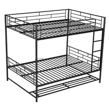 Load image into Gallery viewer, Full Over Full Metal Bunk Bed with Shelf and Guardrails, Black
