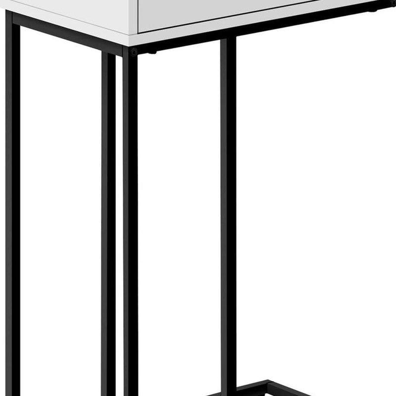 Laminate And Iron End Table With Drawer - White And Black