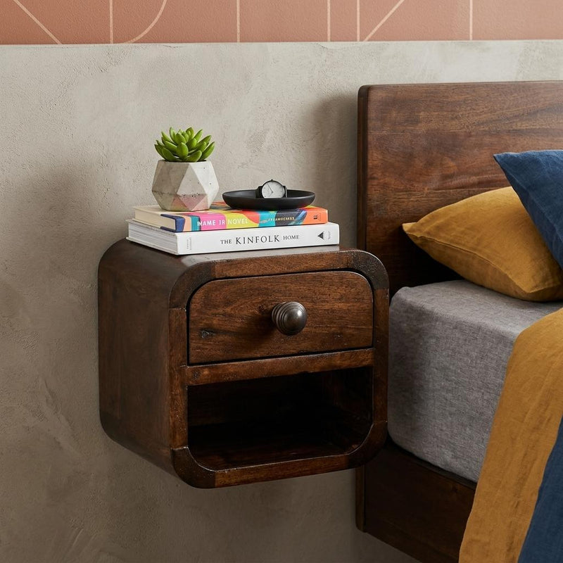 Solid Wood One Drawer Floating Nightstand (731544) - Brown