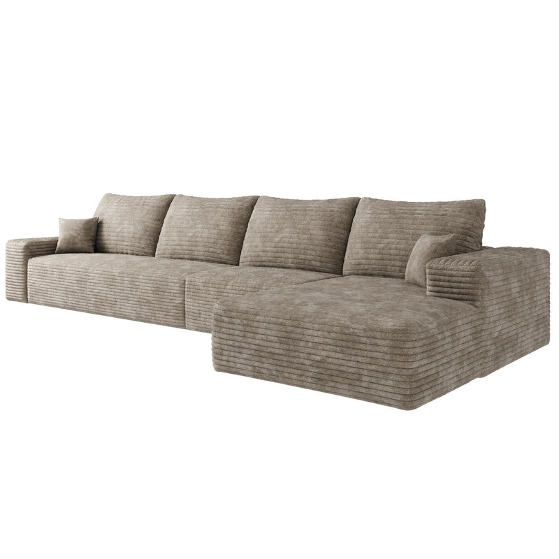 Corduroy Modular L Shaped Sofa And Chaise Sectional (762681) - Camel